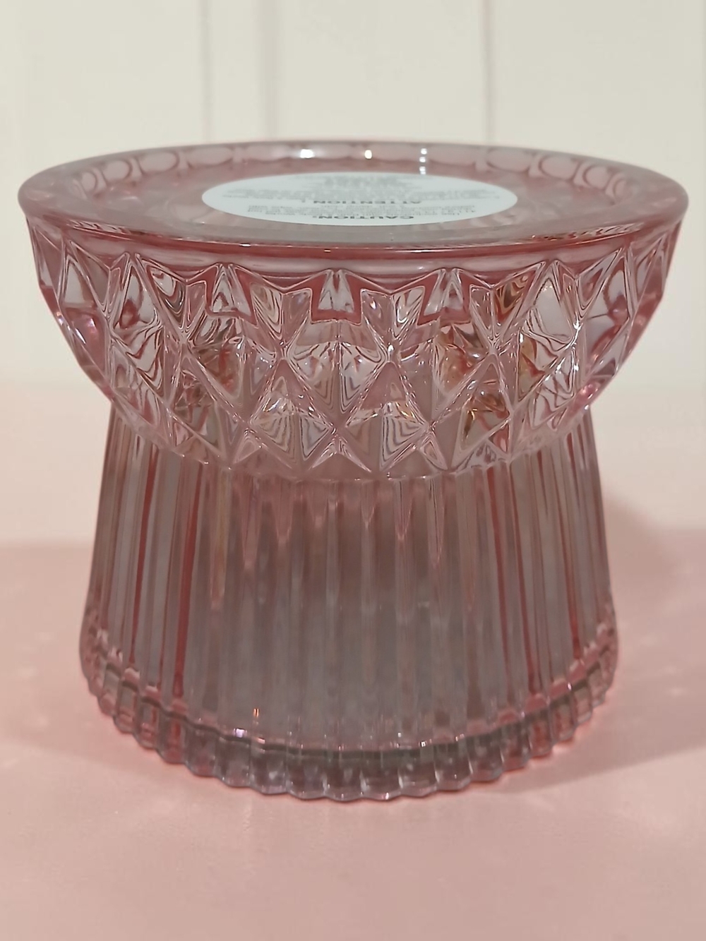 Bath & Body Works Pink Cut-Glass Candle Holder